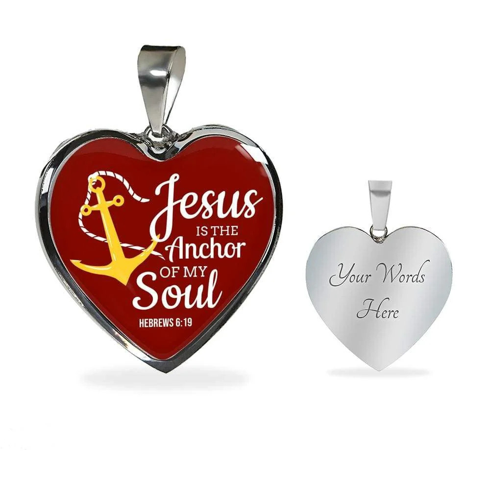 Jesus Is The Anchor To My Soul Hebrews Necklace Personalized Engraved Silver He